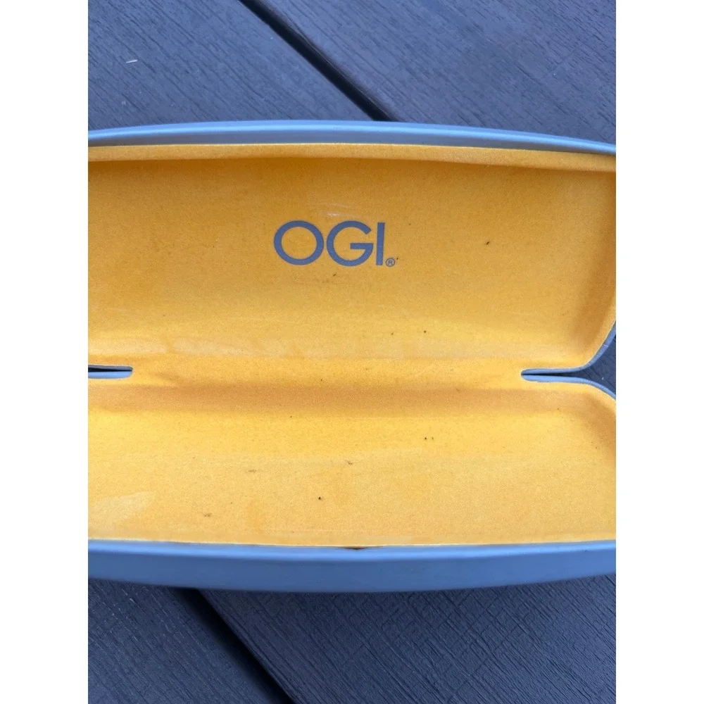 OGI Eyewear Hard Shell Glasses Case Gray with Yellow Interior Clamshell Logo